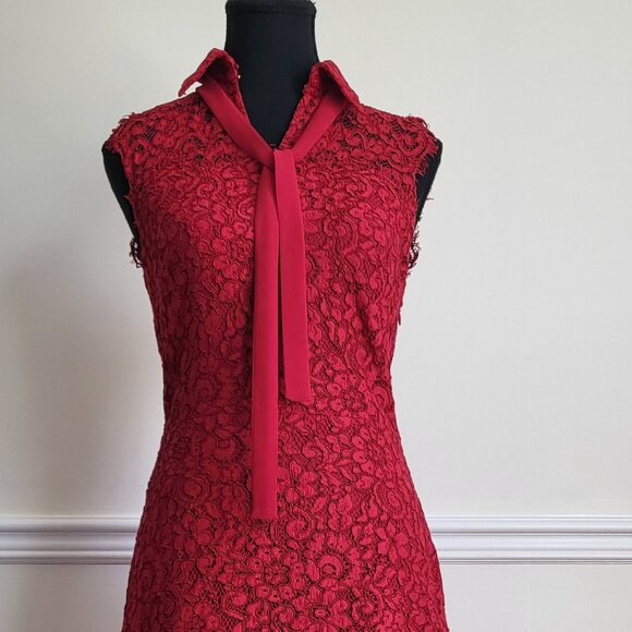Michael Kors Red Lace Dress, Size 0 - Picture 3 of 10